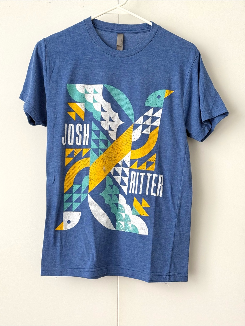 Josh Ritter Blue Graphic Concert Tee with Bird Motif (Next Level size Small)